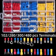 102/280/300/480pcs Insulated Male Female Wire Spade Crimp Terminal Kit