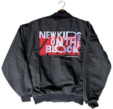 Vintage New Kids On The Block Jacket Mens L Black Hangin Tough Tour 80s