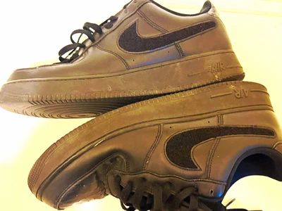 Nike Air Force 1 Black Metallic Gold Removable Swoosh Pack - Image 1 of 4