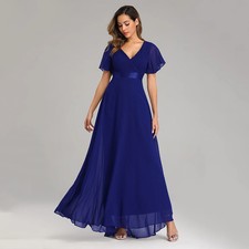 Evening Dresses Elegant V-Neck Ruffles Chiffon Formal Evening Gown Wedding Party