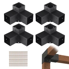 4''x4'' Pergola Bracket Kit inner 3.6x3.6 3-Way Woodworks DIY Post 4 pcs