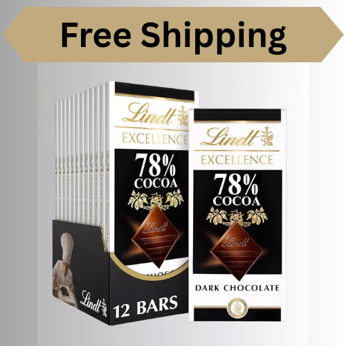 Lindt Excellence Dark Chocolate Bar with 78% Cocoa (Pack of 12) 3.5oz Each