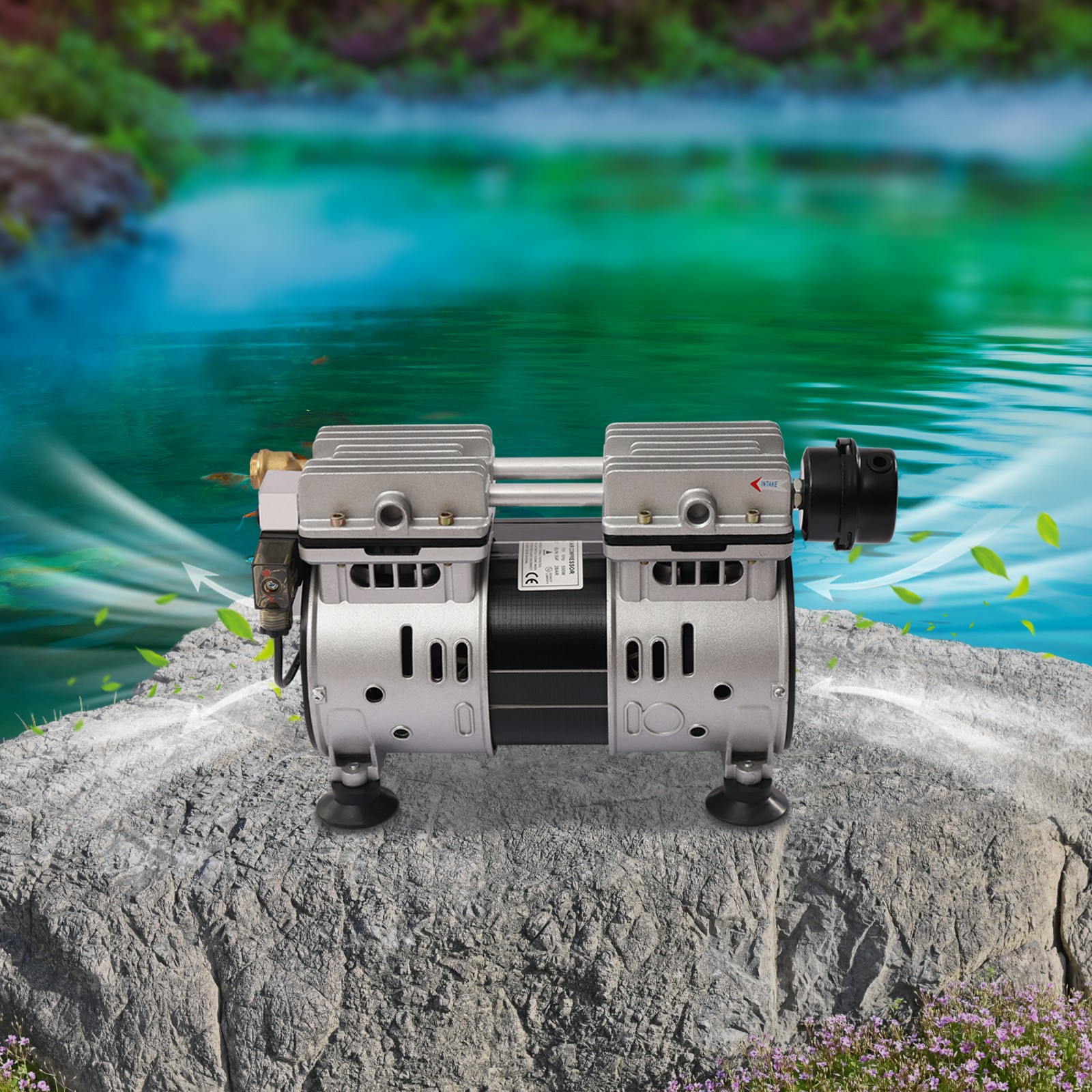 3/4HP Lake Pond Aerator System Pump AC 110V Air Compressor Airflow Valve
