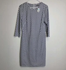 NWT J MCLAUGHLIN Sophia Dress Catalina Cloth White Navy Chatham Dot MEDIUM
