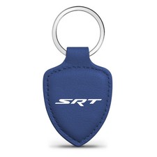 Dodge SRT Logo Blue Shield-Shape Style Genuine Leather Key Chain