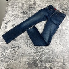 AG Adriano Goldschmied Women 28R The Catwalk Jeans Solid Blue Denim Made in USA