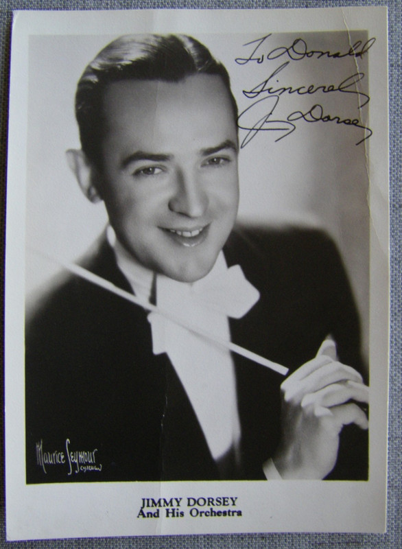 Jimmy Dorsey d.1957 Jazz player,Big Band Leader 3xGrammy HoF signed photo JSACOA