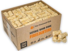 200 - Natural Eco Wax Coated Wood Wool Firelighters for Safe, 200,  0.09 per lighter