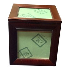 The Bombay Company 1996 Mahogany Wood Photo Cube Box Hinged Lid Picture Frame