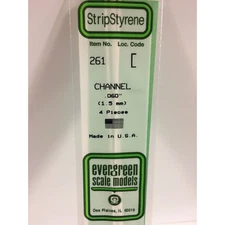 Evergreen 261 Styrene Plastic Channel 0.060" 1.5mm x 14" (4)