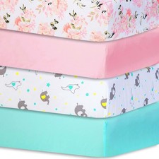 Crib Sheets 4pk Size 28"x 52" for Standard Crib and Toddler Mattresses Breath...