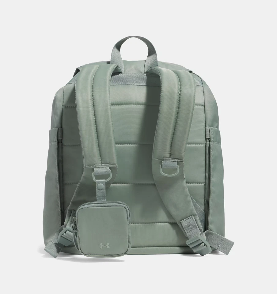 Mochila feminina Under Armour UA Studio BP Pro 14" OSFM para laptop nova com etiquetas, verde sílica - Imagem 2 de 4