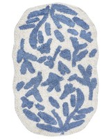 Badematte Baumwolle Weiß / Blau 60 X 90 Cm Badteppich Modern Flauschig Derik
