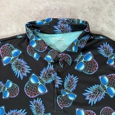 Birdie Bound Polo Shirt Mens 3XL Pineapple Sunglasses Golf Stretch Fun Top