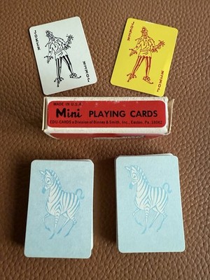 Vintage Mini Playing Cards Zebra Deck 2.5'' x 1.25'' EDU Cards Binney & Smith USA