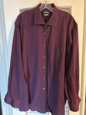 Van Heusen Flex Regular Fit Stretch Dress Shirt Burgundy Long Sleeve