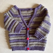 Handmade Baby Cardigan - Crocheted- Buttoned 0-6 Months