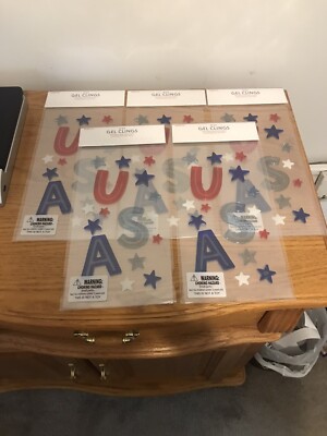 Patriotic Window USA Gel Clings 4th Of July Memorial Day Flag Day (5 Packs)