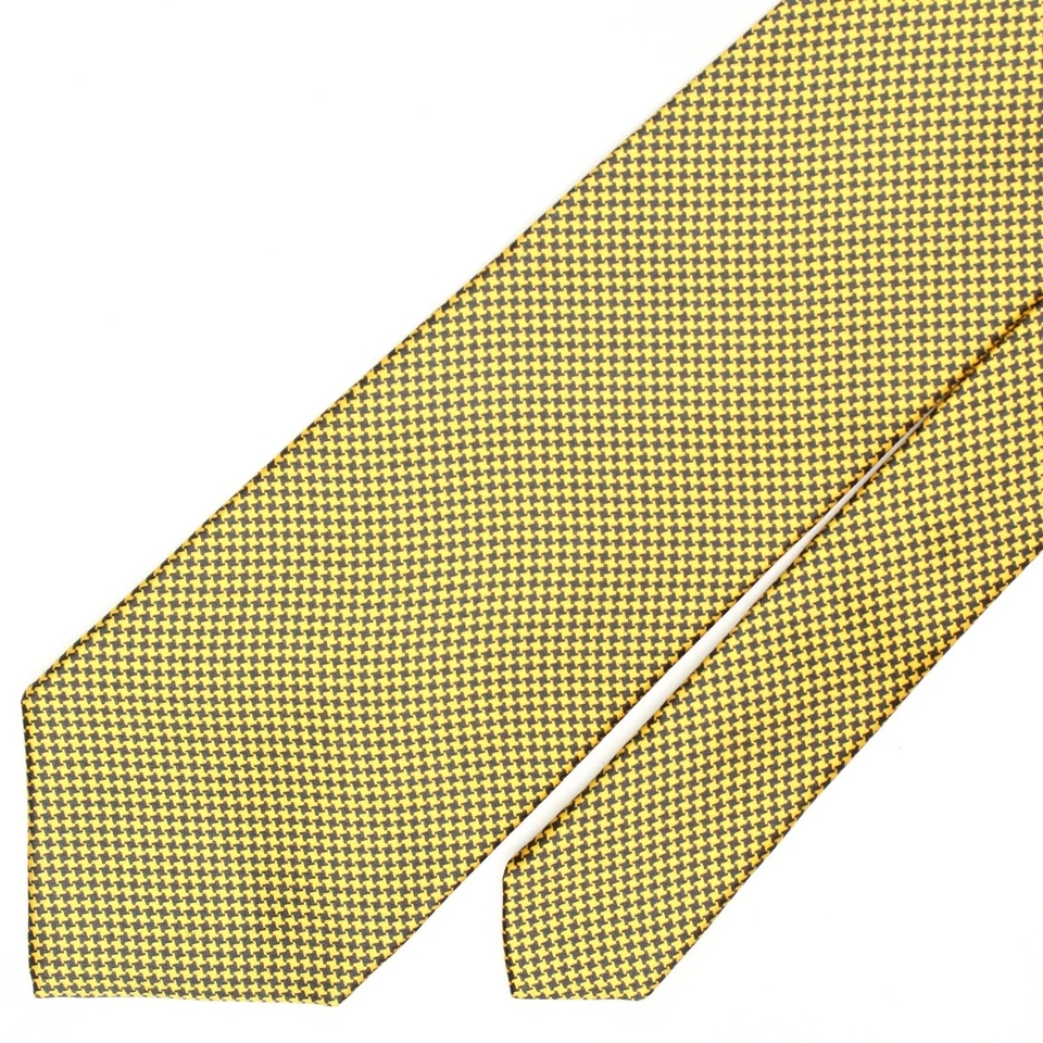 Sulka Mens Silk Necktie Gold Black Houndstooth Mini Check Smooth Tie France - Image 2 of 4