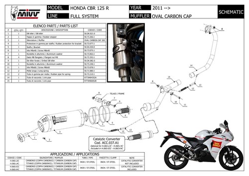 Tubo De Escape Completo MIVV Oval Carbono para Honda Cbr 125 R 2011 > 2016 - Bild 5 von 5