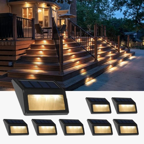 Eco-Friendly Solar Deck Step Lights - 8 Pack Warm White for Garden & Patio - Picture 3 of 8