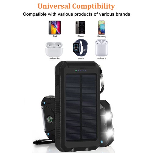 Super 20000000mAh 4 USB/Type-C Portable Charger Solar Power Bank For Cell Phone - Picture 11 of 161