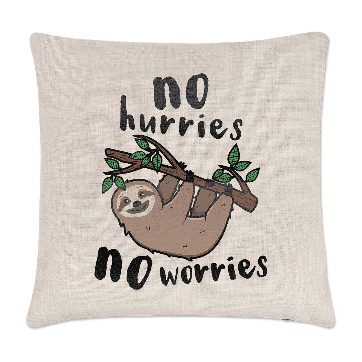 No Hurries No Worries Sloth Cushion Cover Pillow Sarcastic Birthday Lazy Funny
