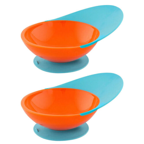 2PKBoon Blue/Orange Catch Bowl w/ Spill Catcher for Baby/Toddler Food Table/Tray - Picture 1 of 6