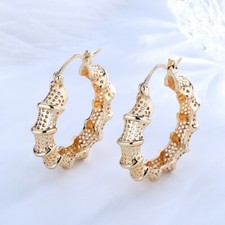 18k Layered Real Gold Filled Round Hoop Basket Earring
