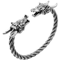 MäNner Viking Dragon Wolf Kopf Punk Armband Norse Mythology Tier Armreif Schmuck
