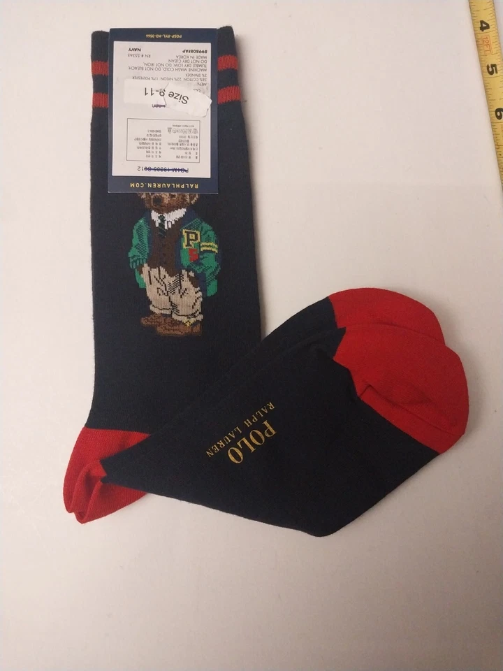  Polo Ralph Lauren Hombres POLO BEAR Vestido Calcetines Talla 9-11 Mujer ALTO Pantalón Crew Foto 4 de 4
