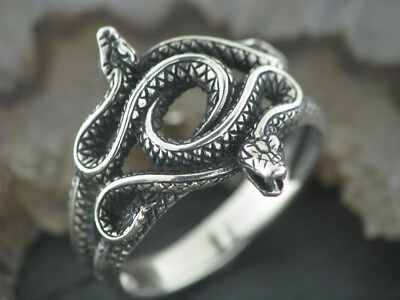Gothic SCHLANGENRING King Snake Silberring 925 2 in sich verschlungene Schlangen