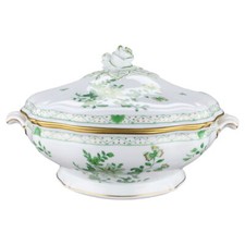 Ragout / Terrine Raynaud & Co. Limoges Blumenmotiv grün Form I Wilh. Drache
