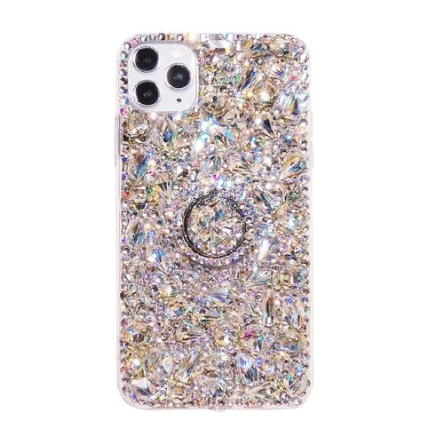 For iPhone 16 15 14 12 13 Pro Max Bling Rhinestone Phone Case with Ring ...
