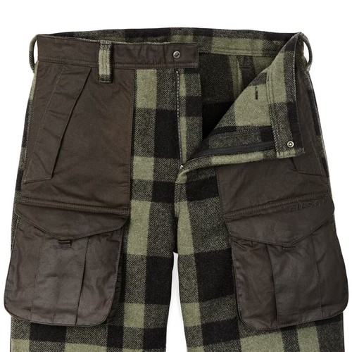 Filson Mackinaw Wool Pants 20263419 Otter Green Black Check Plaid Cover Cloth CC - Picture 3 of 11