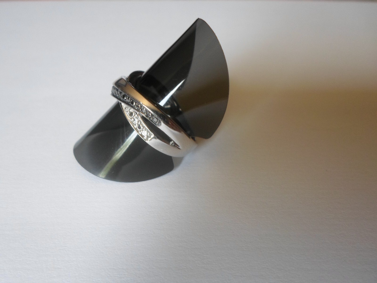 solid silver ring, interlaced, white and black zi… - image 7