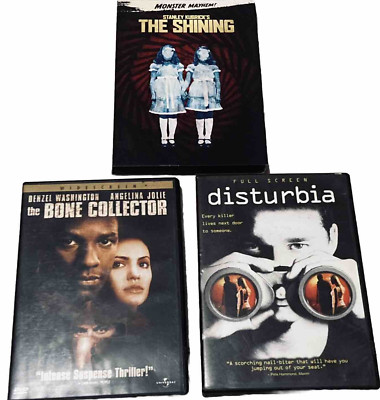 Lot of 3 DVDs: The Bone Collector, Disturbia, & The Shining - Thriller / Horror