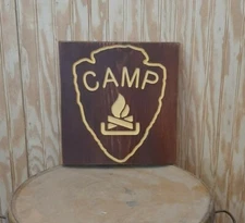 Campfire Icon/Carved Rustic Wood Sign/Recreational/Cabin/Lodge/Décor/Camping