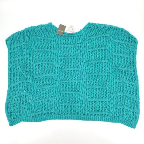 Nuevo con etiquetas Suéter Pulóver Chico's Elsie Talla 2 EE. UU. Punto de Malla Aqua Azul Grueso Tejido - Imagen 12 de 12