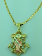 Parca Colgante Ancla 3 Tonos Con Collar Dije de Ancla de La Santa Muerte