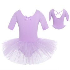 Girls Ballet Dance Leotard Dress Shiny Sequins Tutu Skirt Toddler Kids Costume