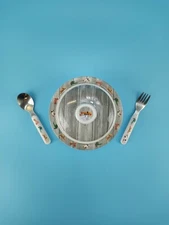 Sugarbooger Sugar Booger Baby Toddler Suction Bowl Fork Spoon Set Race Car Gray