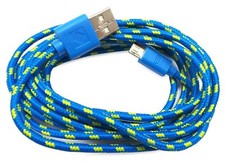 2 x 6 FT Micro USB Charging Cable Playstation 4 PS4 Dualshock Controller - Blue