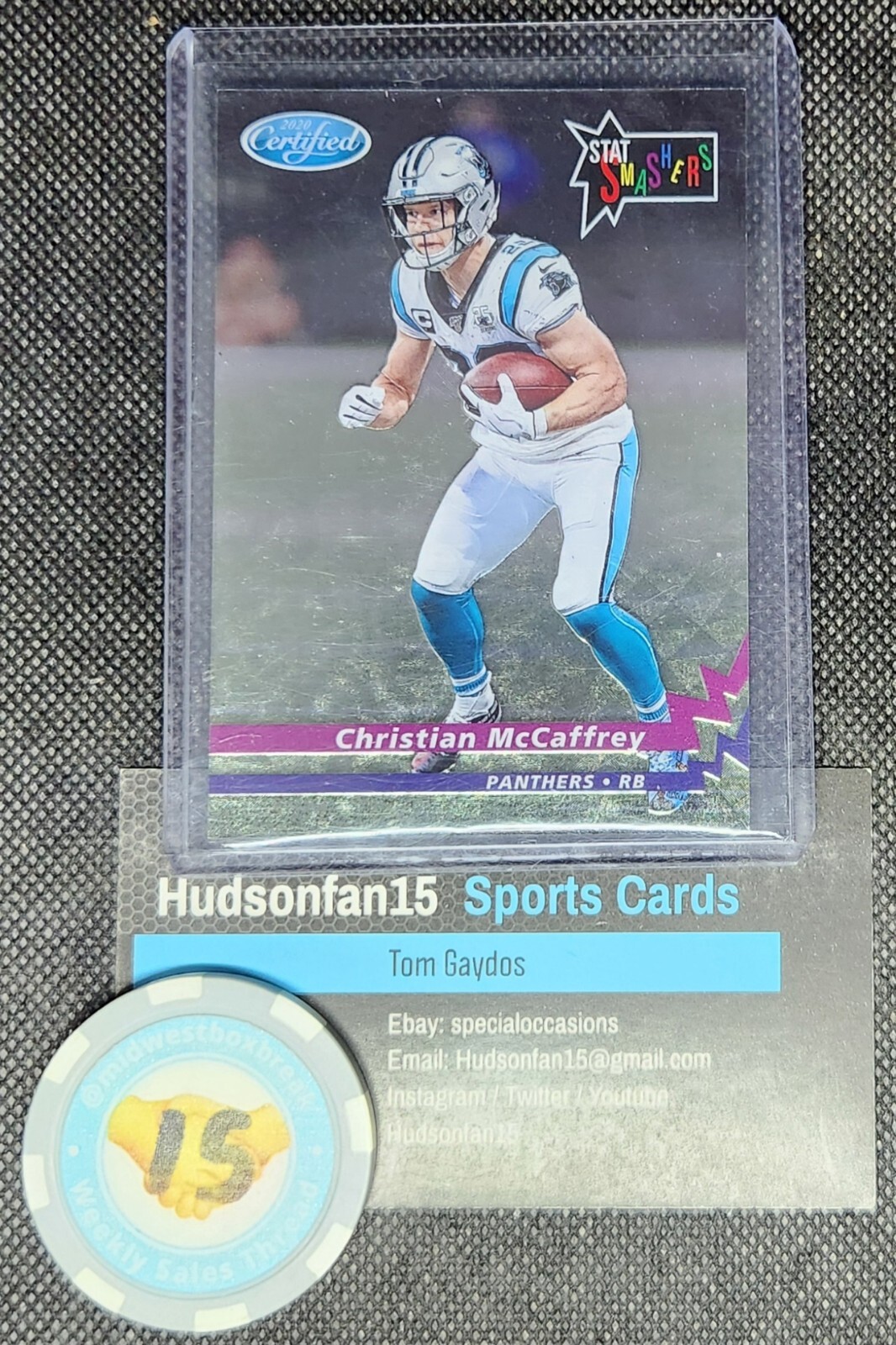 Christian McCaffrey 2020 Panini Certified Stat Smashers #SS-7 Case Hit SSP