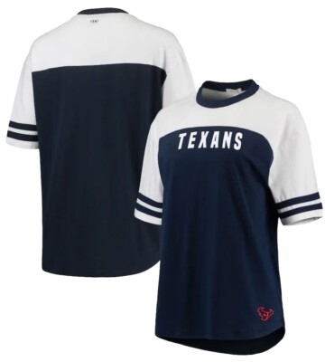 Women's Houston Texans Sporty Sleeve Stripe Tri-Blend T-Shirt Size XXL 