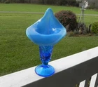Fenton Blue Vase Jack In The Pulpit Two Tone Grapes - RARE