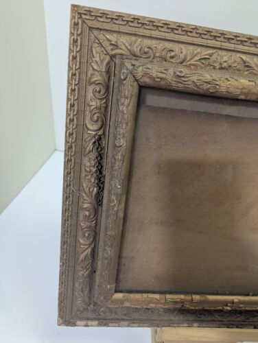 Antique Gesso Hidden Document Picture Frame Wood Gilt RARE 2 part - Picture 9 of 13