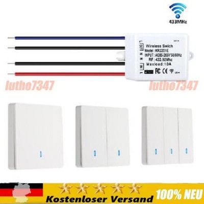 230V Mini Funk Empfänger 433mhz Funkschalter System Wandschalter Lichtschalter·