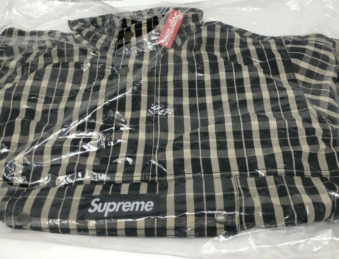 Veste pull marron à carreaux nylon Supreme taille S Small FW18 DS neuve en main 