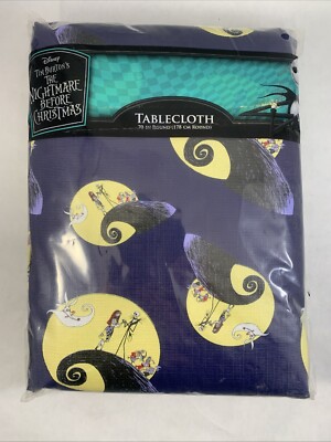 Nightmare Before Christmas Table Cloth 70 Inch Round PVA Plastic NEW